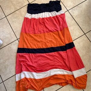 torrid Strapless Maxi Skirt in Coral, Orange & Navy